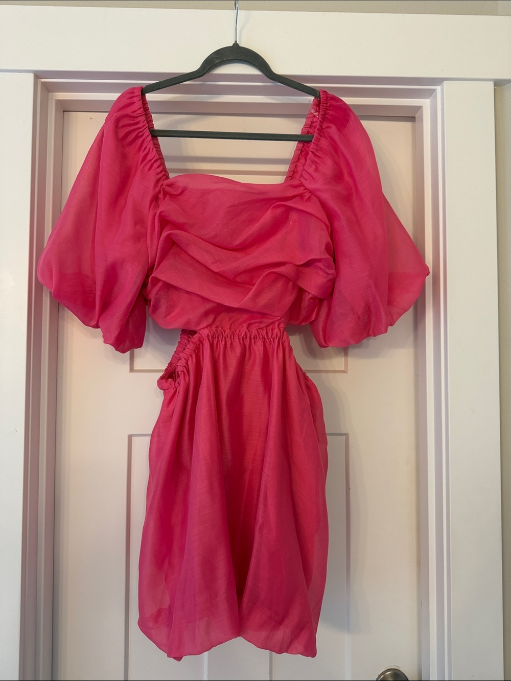 a new day Hot Pink Puff-Sleeve Mini Dress